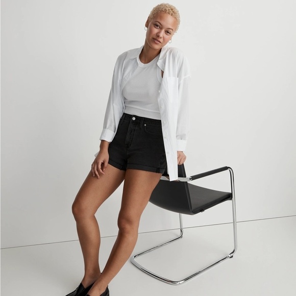 MADEWELL curvy high rise denim shorts black size 23 - Picture 1 of 6